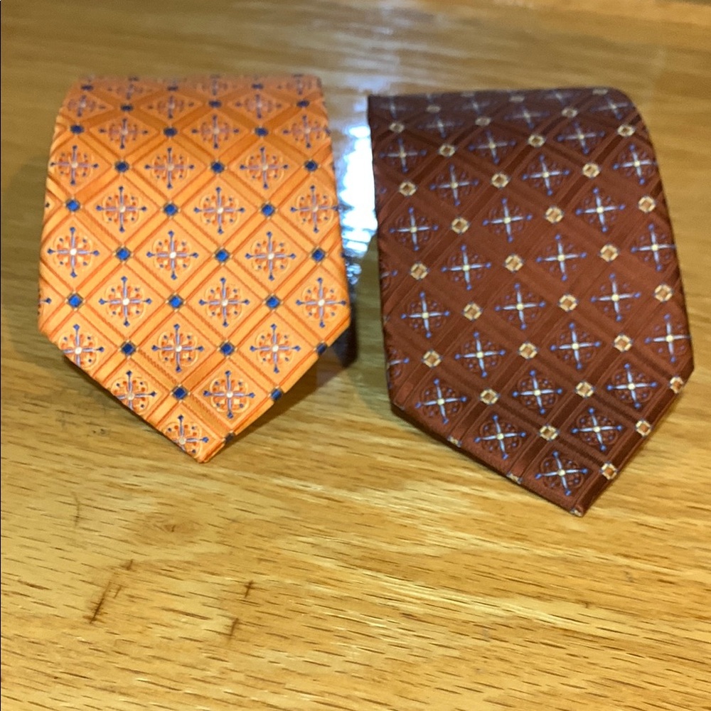 Silk Orange and Brown Geometric Ties